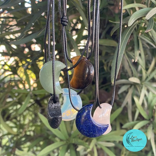 Crescent Moon Necklace with Adjustable Cord Moon Pendant Necklace