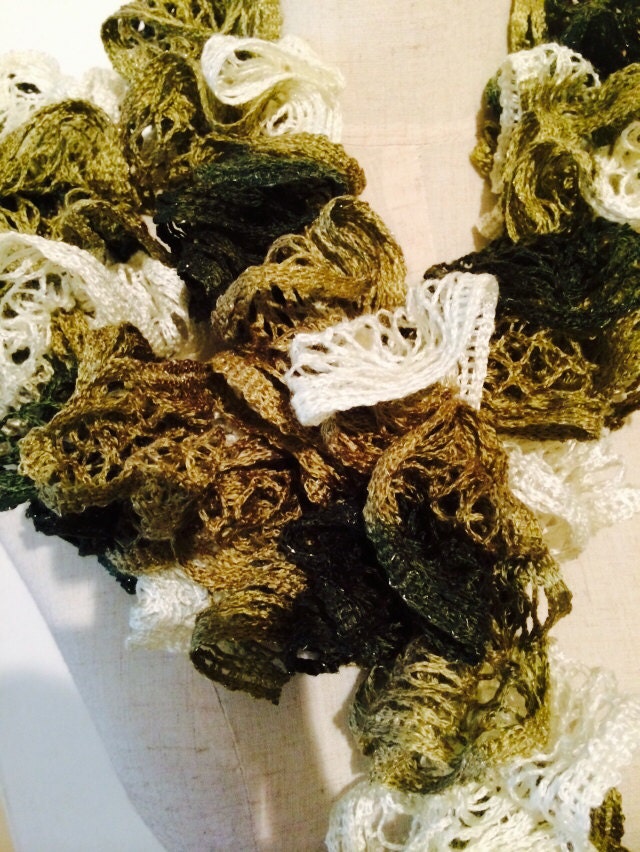 Flamenco Scarf, Dark brown, gold, and cream