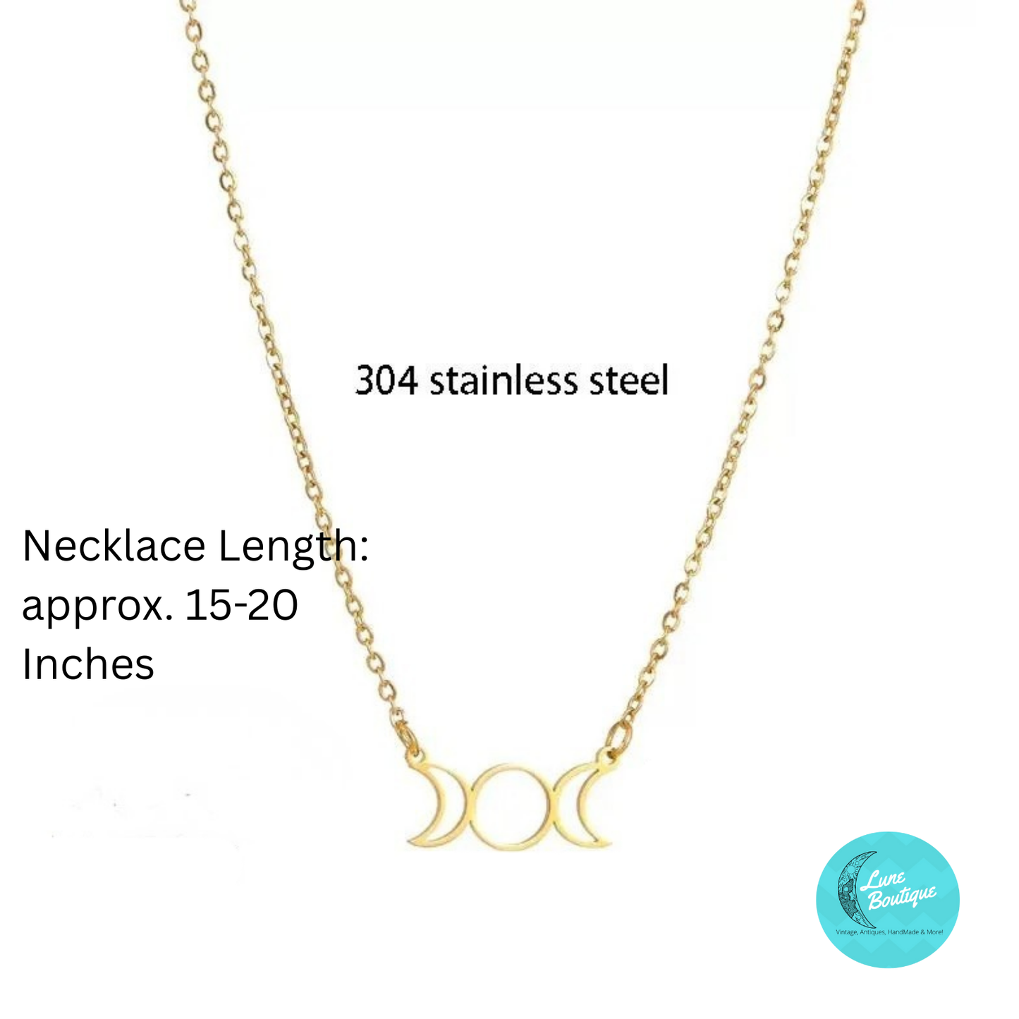 Gold Triple Moon Necklace Crescent Moon Pendant Goddess Lunar Jewelry Spiritual Jewelry Gift