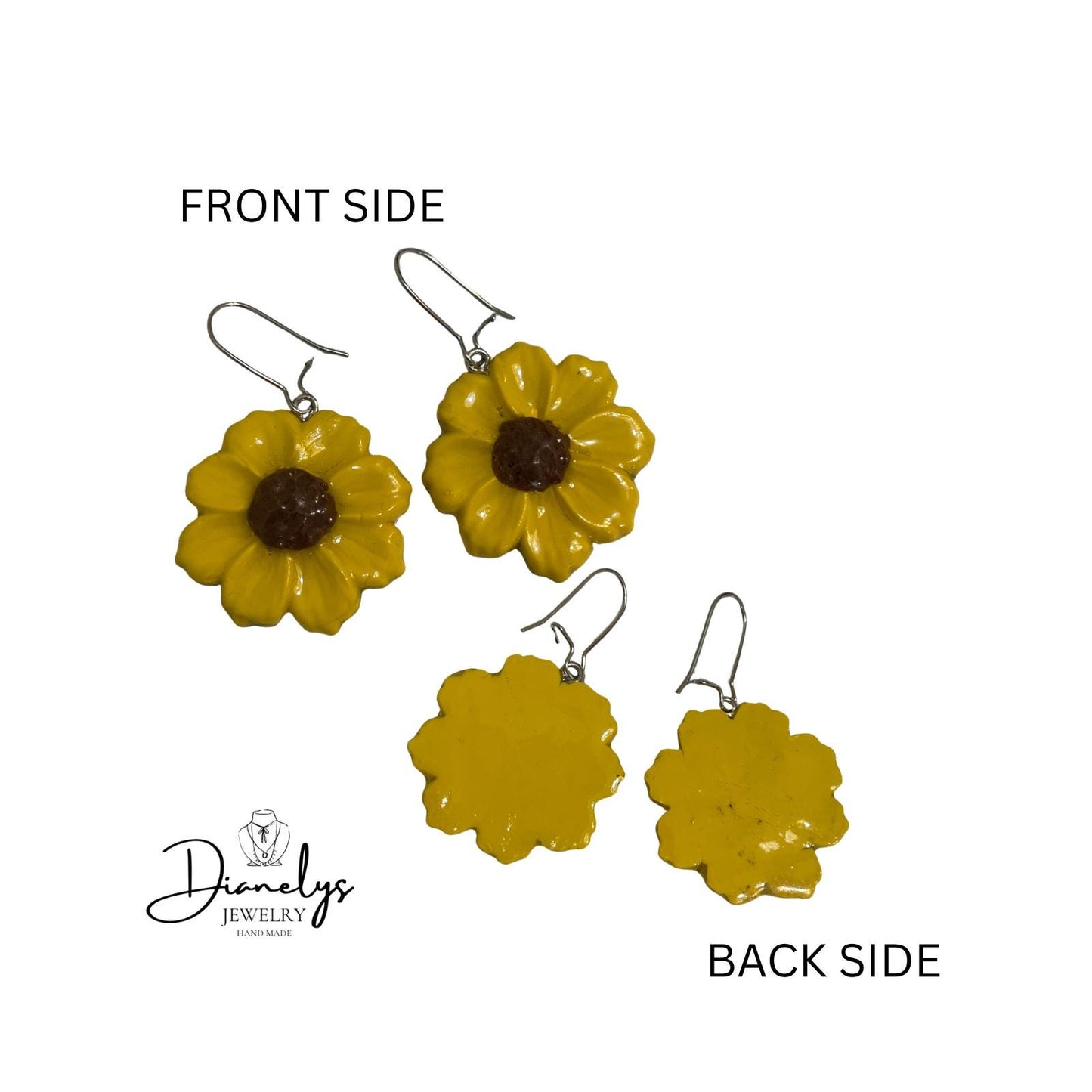 Sunflower Dangle Earrings Yellow Flower Earrings Handmade Floral Jewelry Cute Boho Earrings, Gifts for Her
