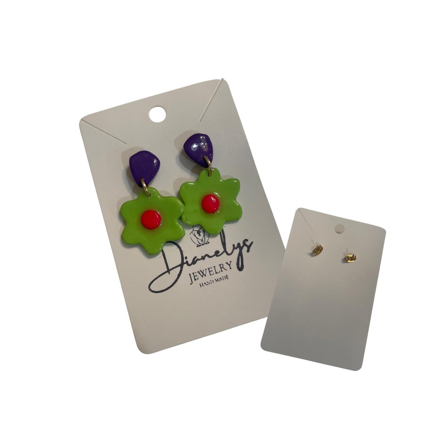 Neon Flower Drop Earrings Retro Floral Jewelry Colorful Handmade Earrings Fun Spring Summer Accessories