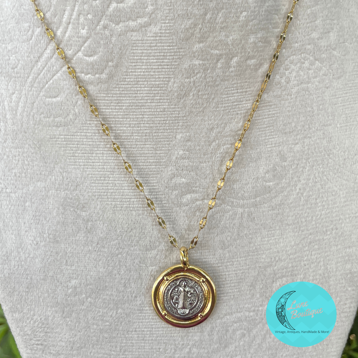 Gold Virgin Mary, the Sacred Heart, and Saint Benedict Necklace Set, Religious Medallion Necklaces, Catholic Jewelry, Spiritual