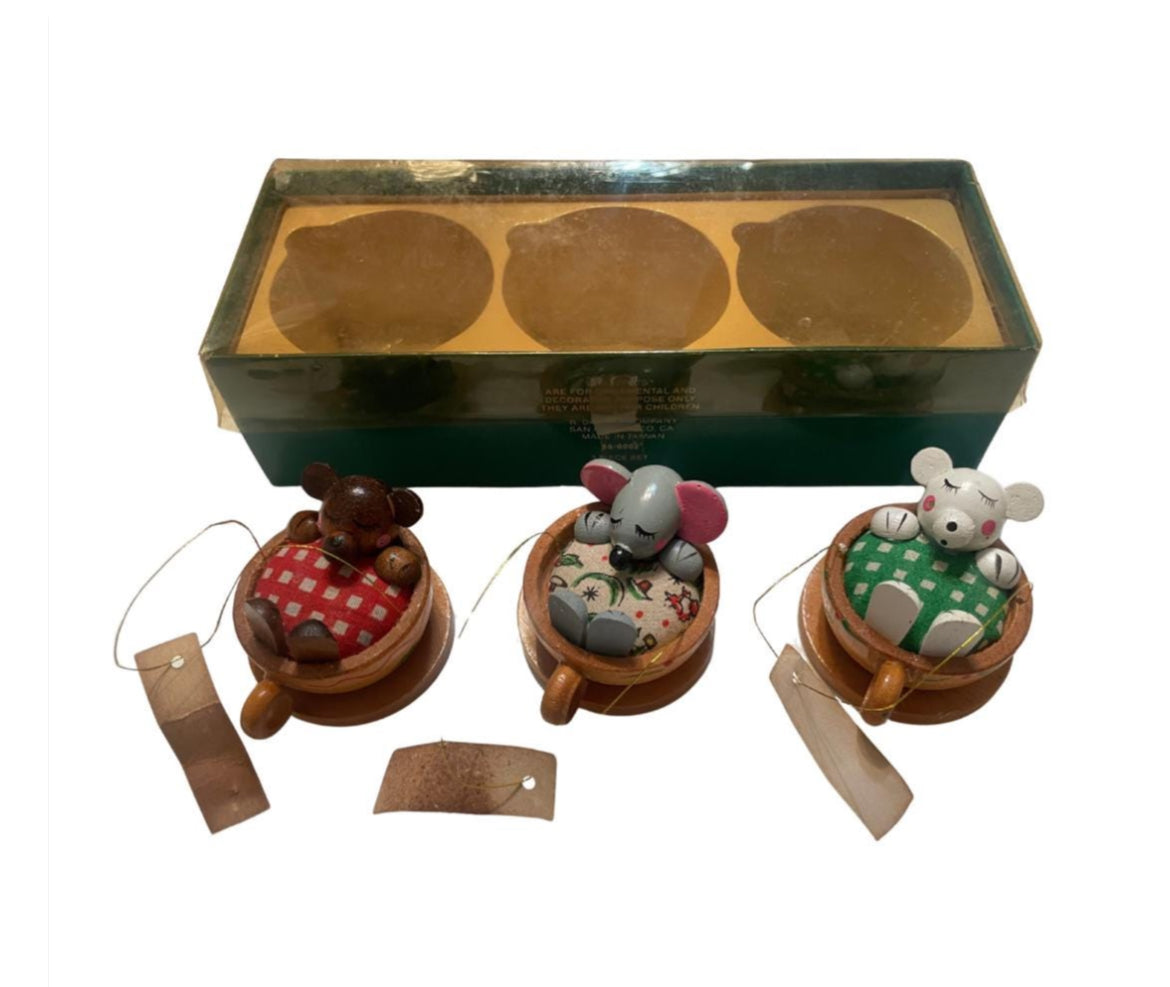 Vintage Teacup Tree Ornaments by Dakin 3 piece