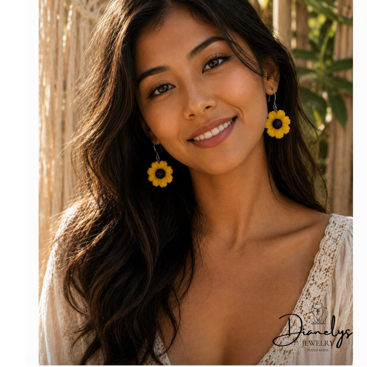 Sunflower Dangle Earrings Yellow Flower Earrings  Handmade Floral Jewelry  Cute Boho Earrings, Gifts for Her