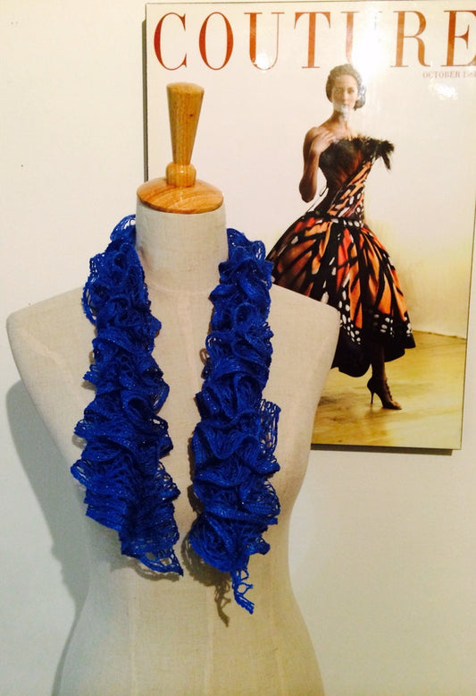 Blue Scarf Boa Flamenco Style HandMade