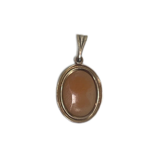Cameo Vintage Silhouette Pendant with Orange Shell Gold Tone