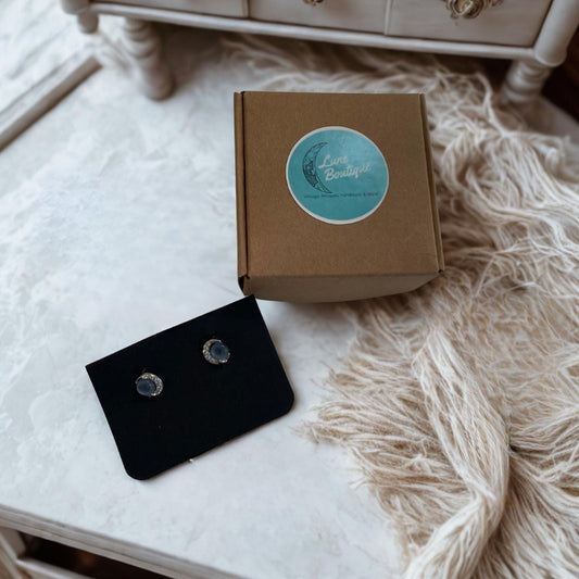 Blue Moon Stud Earrings | Crescent Moon Earrings | Celestial Jewelry | Minimal Moon Studs | Gift for Her