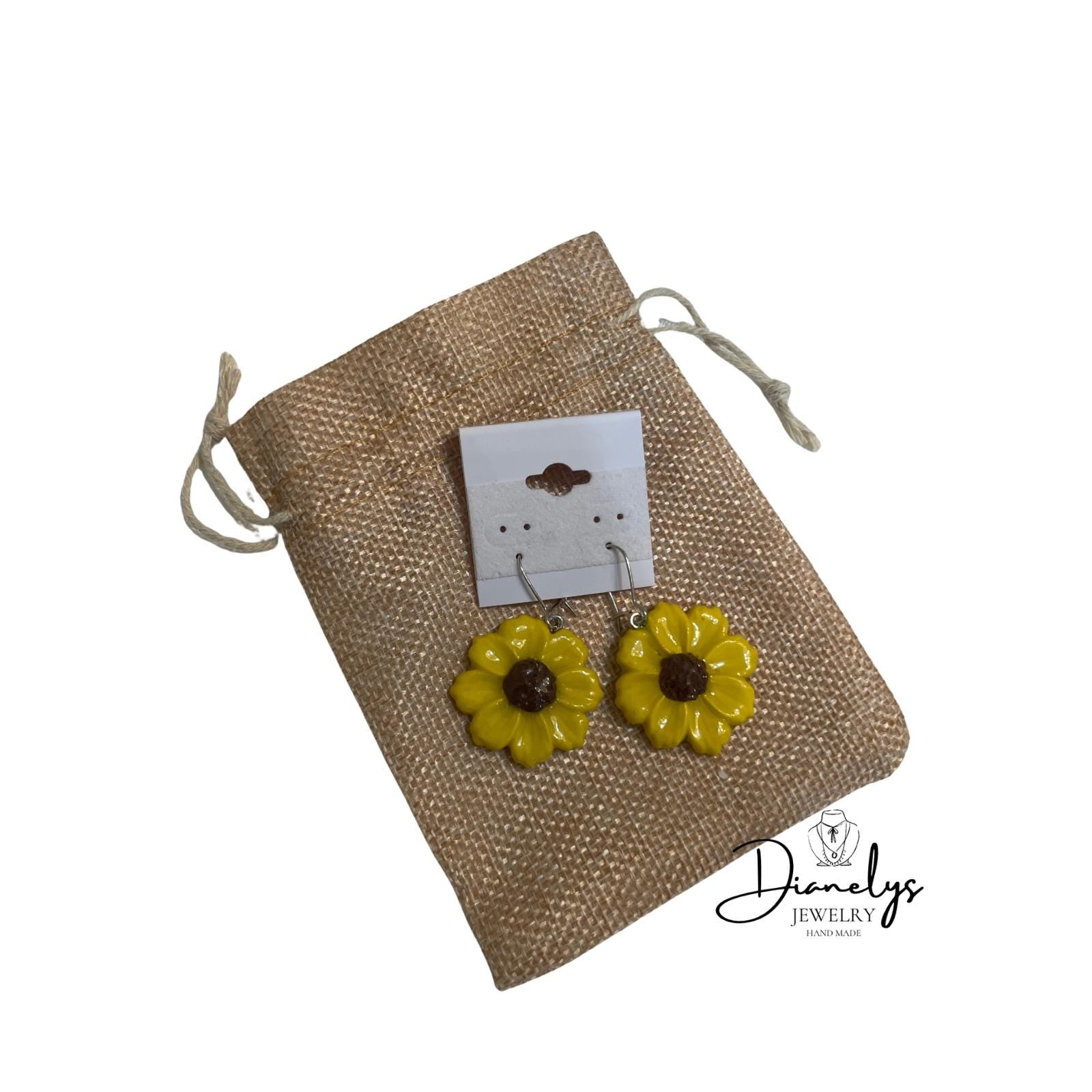 Sunflower Dangle Earrings Yellow Flower Earrings Handmade Floral Jewelry Cute Boho Earrings, Gifts for Her