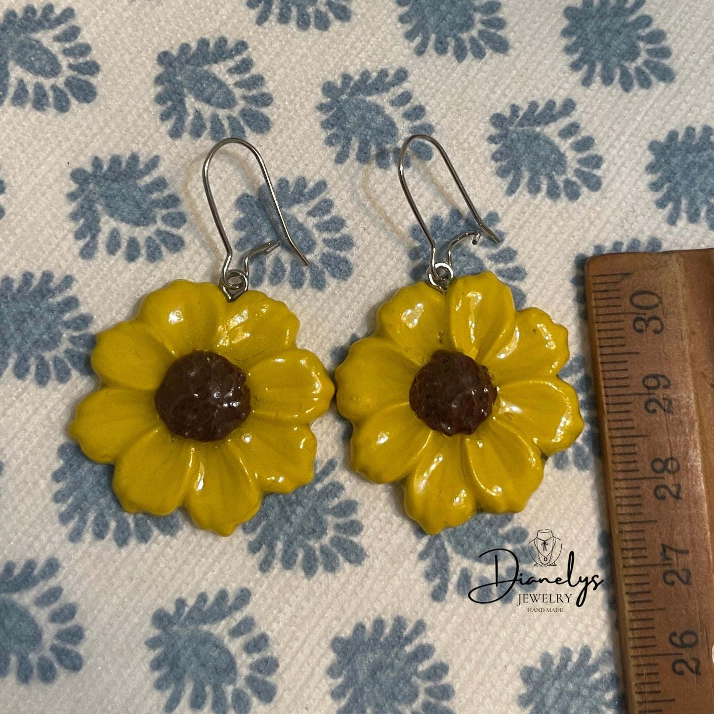 Sunflower Dangle Earrings Yellow Flower Earrings Handmade Floral Jewelry Cute Boho Earrings, Gifts for Her