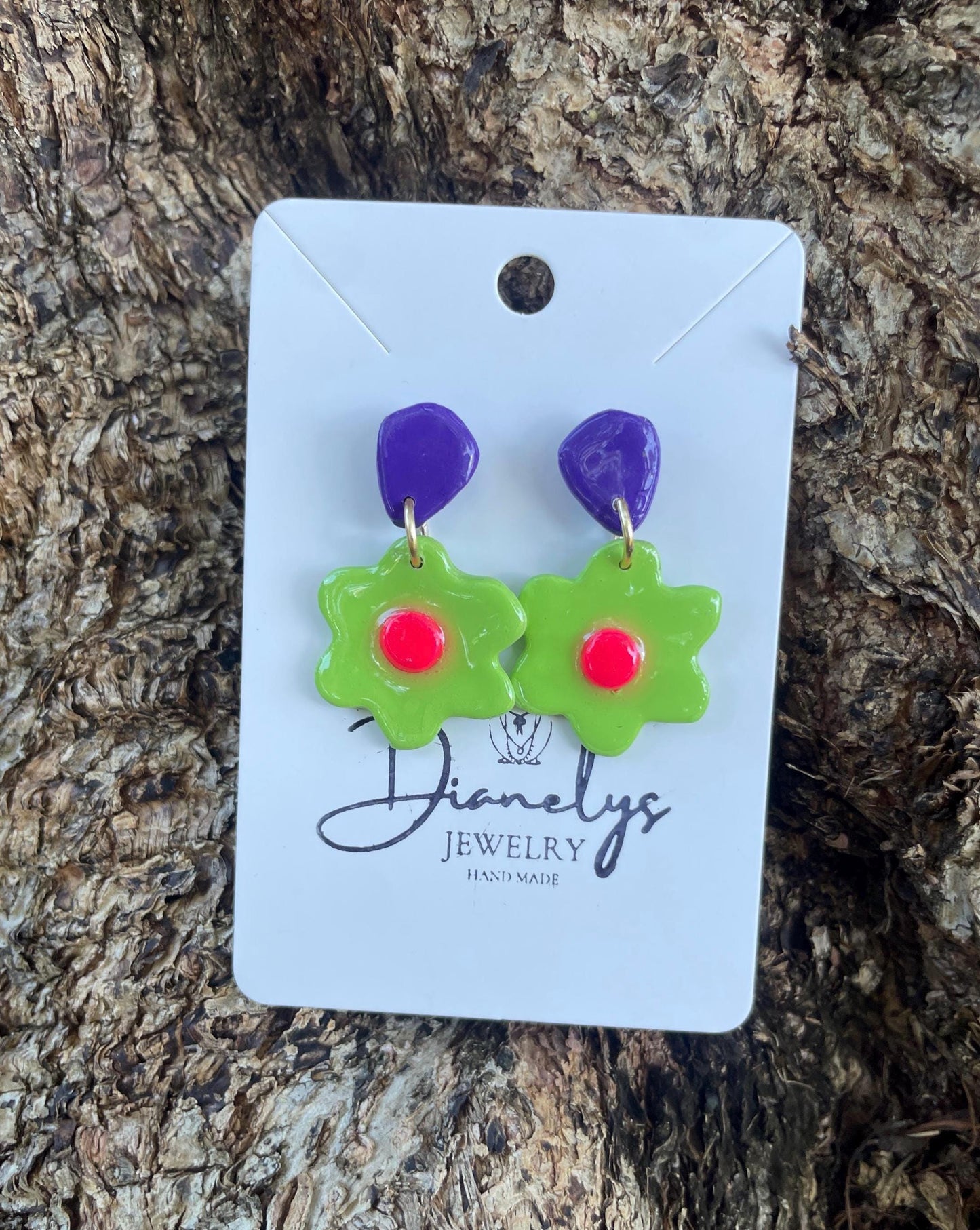 Neon Flower Drop Earrings Retro Floral Jewelry Colorful Handmade Earrings Fun Spring Summer Accessories